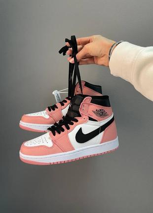 🌺nike air jordan 1 retro high patent pink toe🌺кросівки найк джордан рожеві високі, кроссовки женские найк джордан9 фото