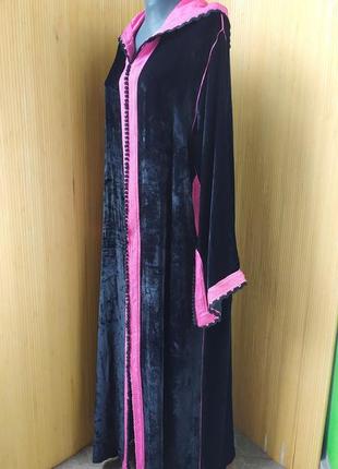 Длинное платье с капюшоном в этно стиле  бархат/ кафтан / абая/ галабея2 фото