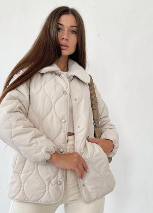 ☝️куртка демисезонна стьобана з хутром