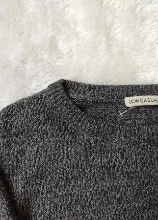 Серый меланж черный длинный свитер вязаная кофта туника с нашивками надписями принтом9 фото
