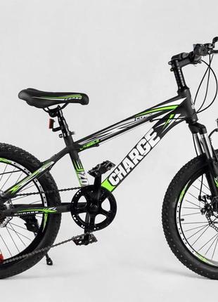 Детский спортивный велосипед corso 20 дюймов черный-зеленый / спортивный подростковый велосипед