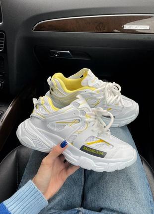 Balenc1ag@ track white yellow, жіночі кросівки білі, кросовки женские белые демисезонные