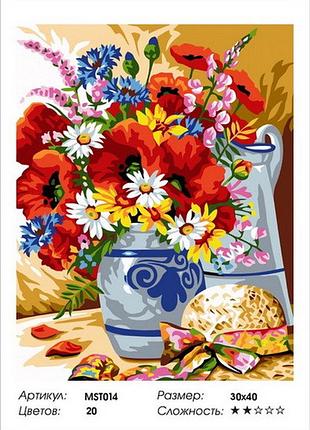 Набор рисования по номерам colorart традиционный букет 30x40 mst014 с подрамником