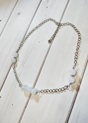 Кольє намисто з білого кварцу