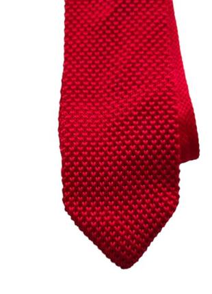 M&s knitted краватка червона в'язана галстук красный вязаный стильный мужской4 фото