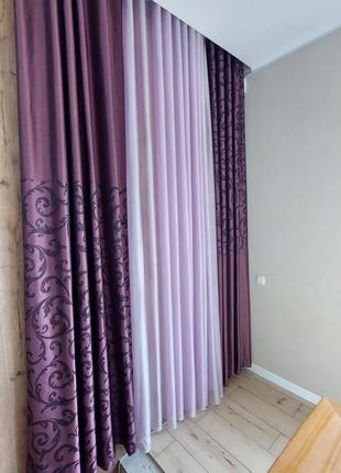 Готовый комплект штор из нежного муара и комбинированной шторы