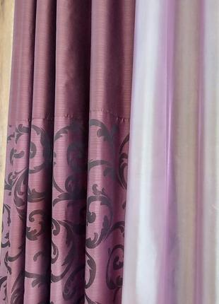 Готовый комплект штор из нежного муара и комбинированной шторы