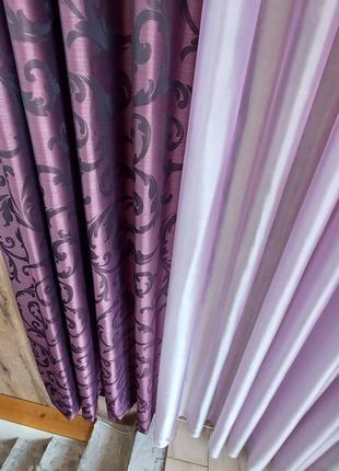 Готовый комплект штор из нежного муара и комбинированной шторы