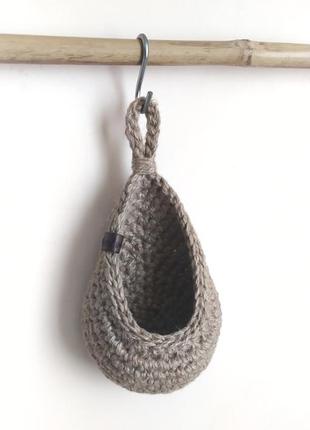 Підвісний еко кошик з джуту2 фото