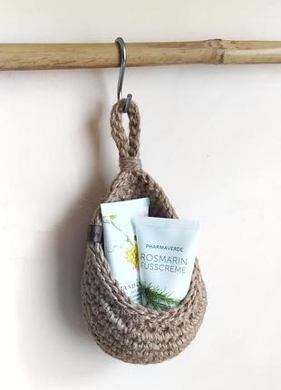 Підвісний еко кошик з джуту3 фото