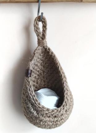 Підвісний еко кошик з джуту4 фото