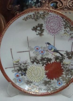 Антикварное блюдце птица роспись фарфор япония №ст1141 фото