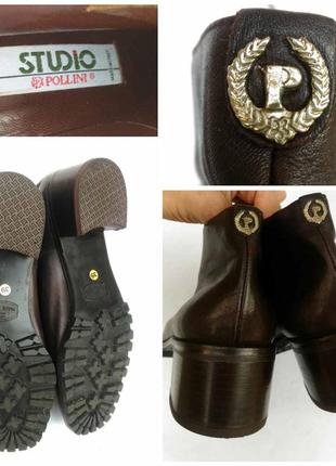 Круті стильні вінтажні черевики від pollini, на широкому каблуці, на шнурівці5 фото