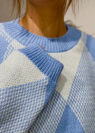 Джемпер свитер шерсть в ромбы6 фото