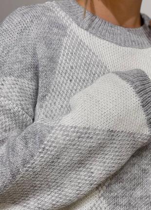 Джемпер свитер шерсть в ромбы2 фото