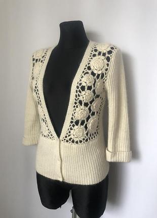 Белый молочный кардиган кофта mango шерсть ангора