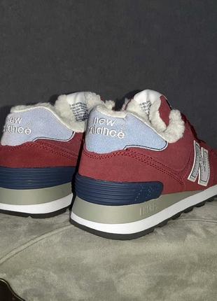 Женские кроссовки new balance 574 бордовые скидка sale / smb7 фото