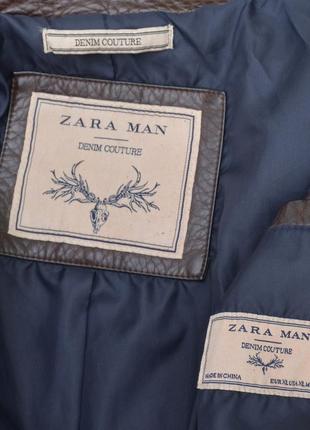 Отличная стильная современная кожаная куртка от zara man denim couture5 фото