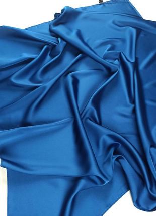 Платок однотонный шелк глубокий синий шелковый электрик новый качественный
