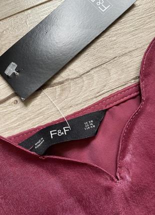 Сливовая сатиновая блуза топ с v-образным вырезом на бретелях f&f новая4 фото