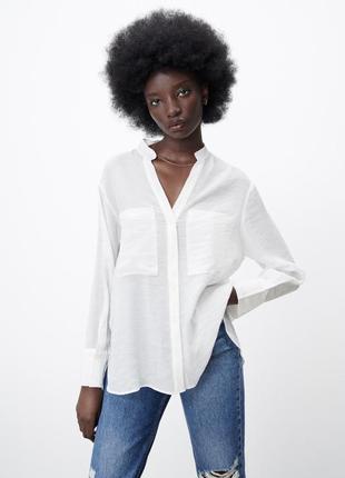 Рубашка, блуза из жатой ткани zara, коллекция 2022 года, размер м1 фото