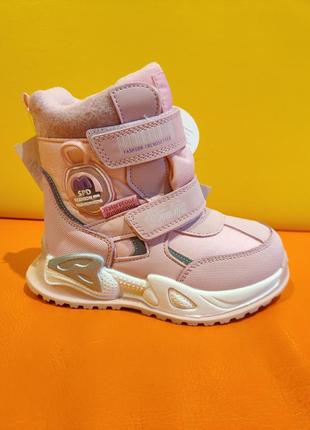 Зимові термо черевики для дівчинки 26 рожеві детские зимние термо ботинки tom2 фото