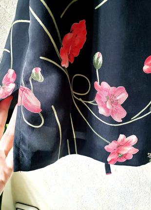 Купровая 100 % купро винтажная удлиненная блуза принт маки 22  uk5 фото