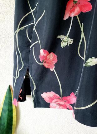 Купровая 100 % купро винтажная удлиненная блуза принт маки 22  uk9 фото