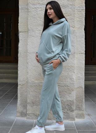 👑vip👑 штани для вагітних теплі штани велюр на хутрі зимові штани для вагітних5 фото