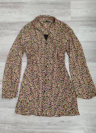Стильный халатик платье с цветочным принтом