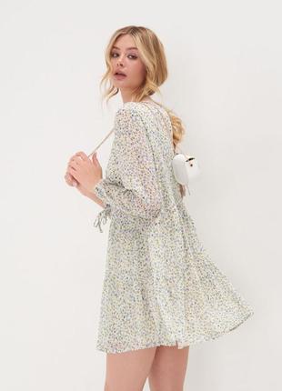 Платье babydoll в цветочный принт