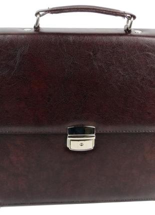 Небольшой деловой портфель из искусственной кожи exclusive 713400 коричневый3 фото