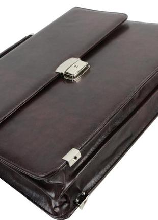 Небольшой деловой портфель из искусственной кожи exclusive 713400 коричневый4 фото