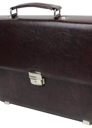 Небольшой деловой портфель из искусственной кожи exclusive 713400 коричневый2 фото