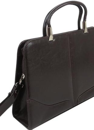 Женский деловой портфель из эко кожи jpb te-89 коричневый3 фото