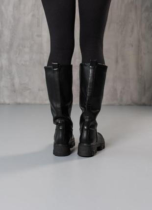 Стильные сапоги женские кожаные черные осенние,весенние,зимние осень-весна,зима 2022-20235 фото