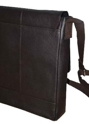 Мужская вертикальная кожаная сумка-почтальон livergy темно-коричневая6 фото