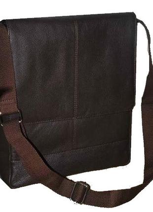 Мужская вертикальная кожаная сумка-почтальон livergy темно-коричневая2 фото