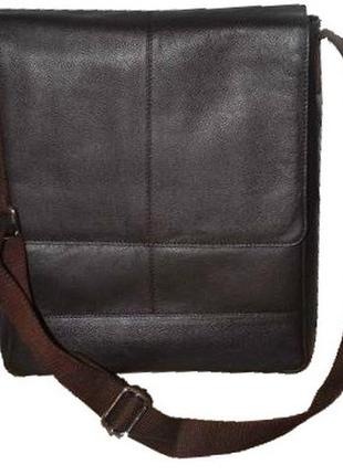 Мужская вертикальная кожаная сумка-почтальон livergy темно-коричневая5 фото