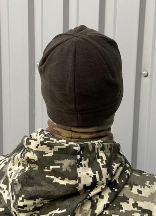 Мужская чёрная флис шапка чоловіча чорна фліс шапка8 фото