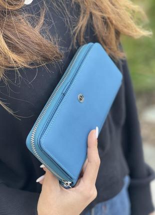 Жіночий шкіряний блакитний гаманець boston b202, кольори в асортименті