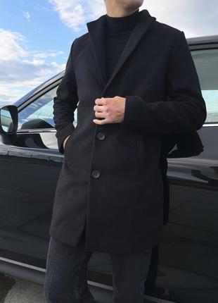 Мужское чёрное кашемировое пальто чоловічий чорний кашеміровий пальто2 фото