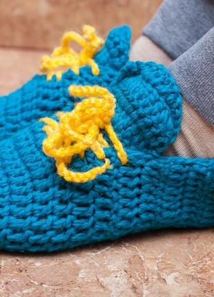 Кеды вязаные с вышивкой герб ручная работа