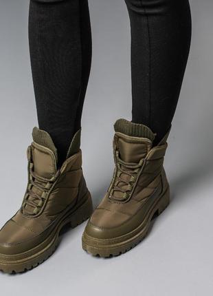 Стильные ботинки коричневые/оливковые деми,демисезонные осенние,весенние (осень-весна 2022-2023)7 фото