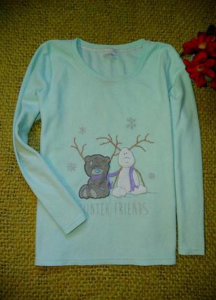 Блакитний флісовий світшот в піжамному стилі рр 16 ціна-60 грн