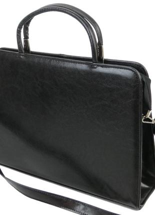 Деловой женский портфель из эко кожи jpb te-89 черный5 фото