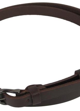 Узкий женский кожаный ремень, пояс skipper 1409-15 темно-коричневый5 фото