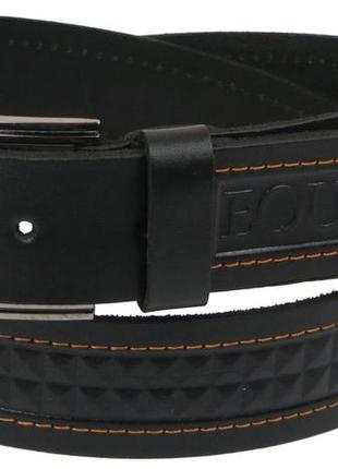 Мужской кожаный ремень под джинсы skipper 1120-38 черный 3,8 см