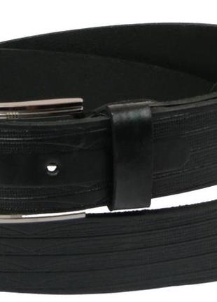 Мужской кожаный ремень под джинсы skipper 1105-38 черный 3,8 см