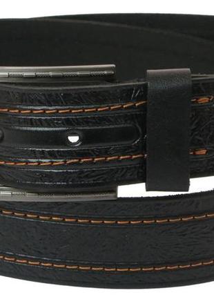 Мужской кожаный ремень под джинсы skipper 1014-38 черный 3,8 см